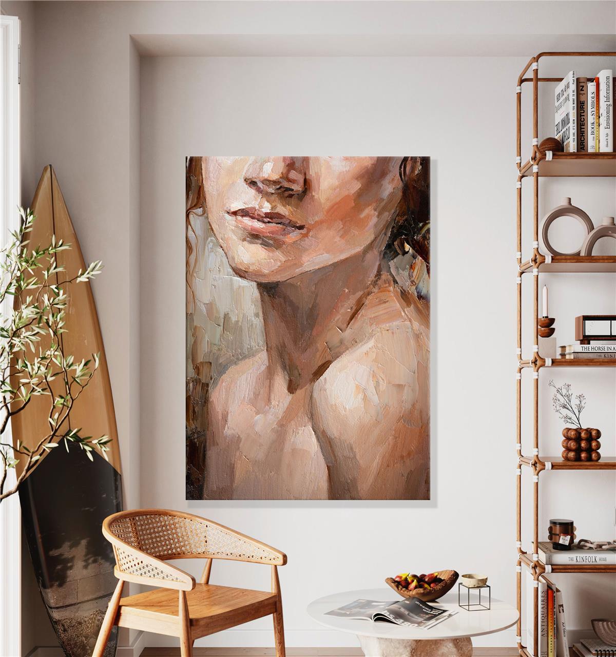 Beyaz Kadın Kanvas Baskı Tablo