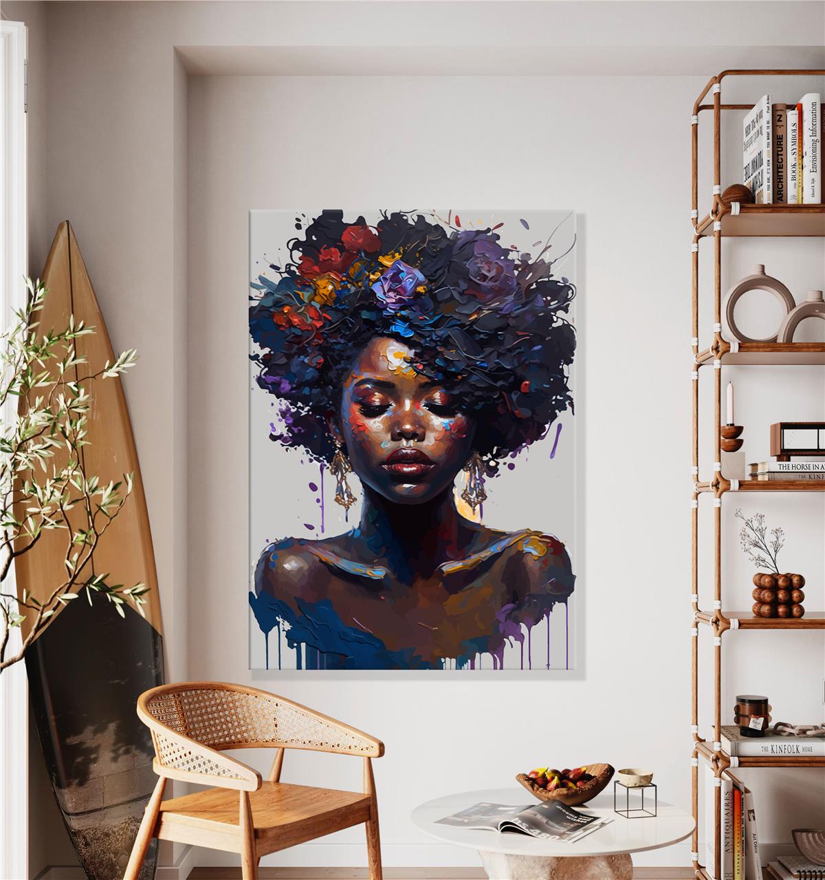 Çiçek Saçlı Kadın Kanvas Baskı Tablo