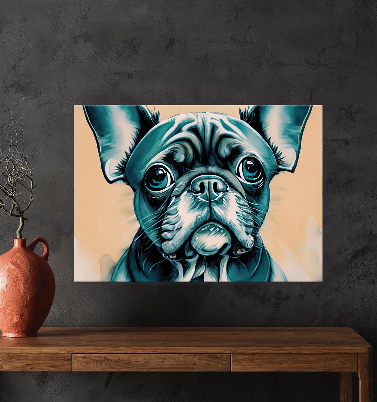 Düşünceli Fransız Bulldog Kanvas Baskı Tablo