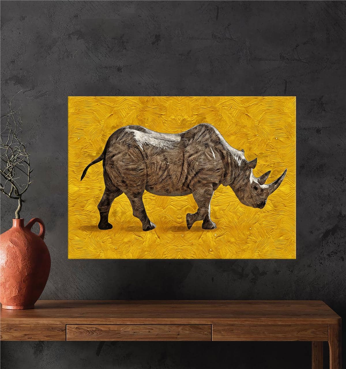 Çöldeki Gergedan Kanvas Baskı Tablo