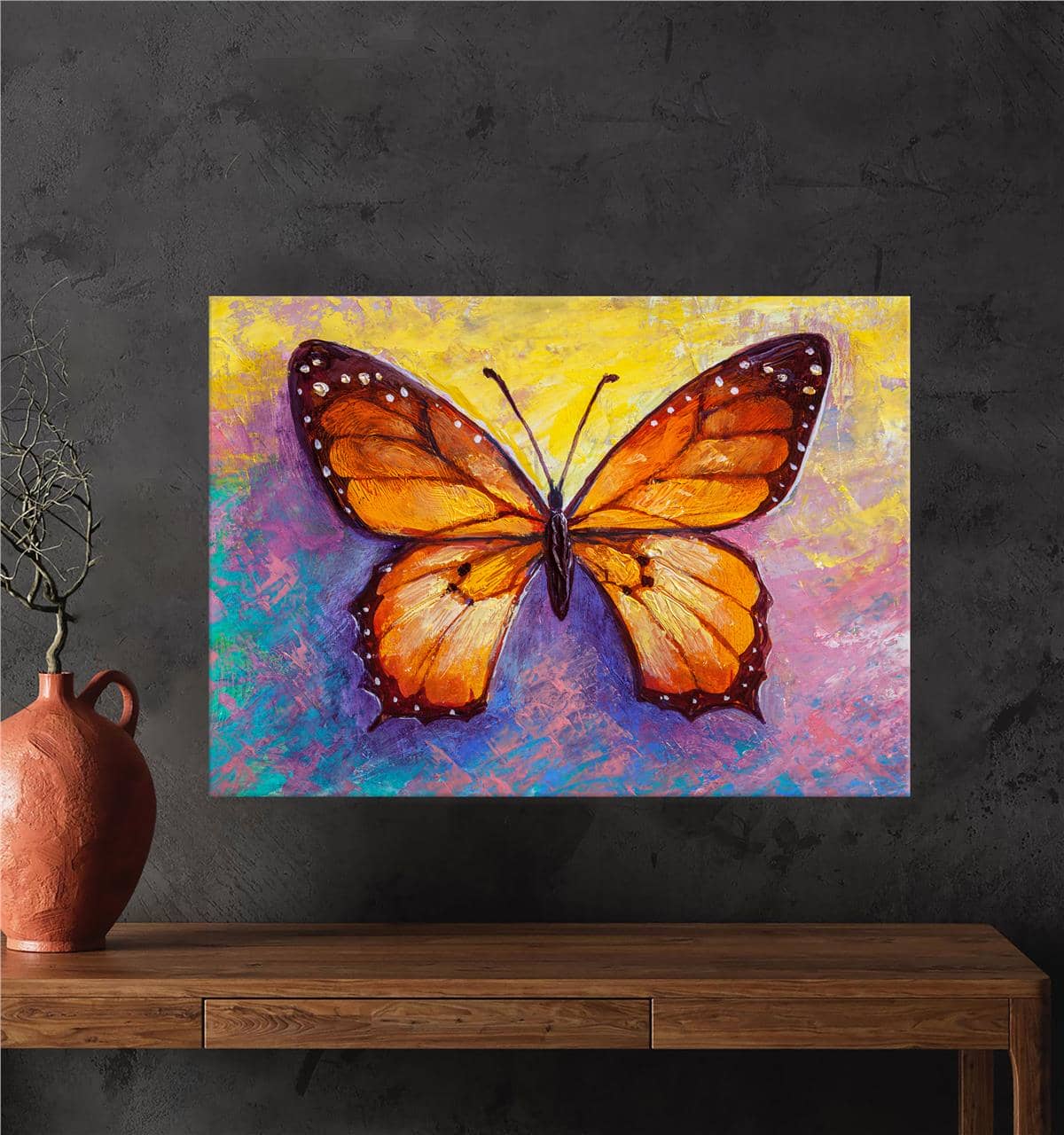 Soyuttaki Kelebek Kanvas Baskı Tablo