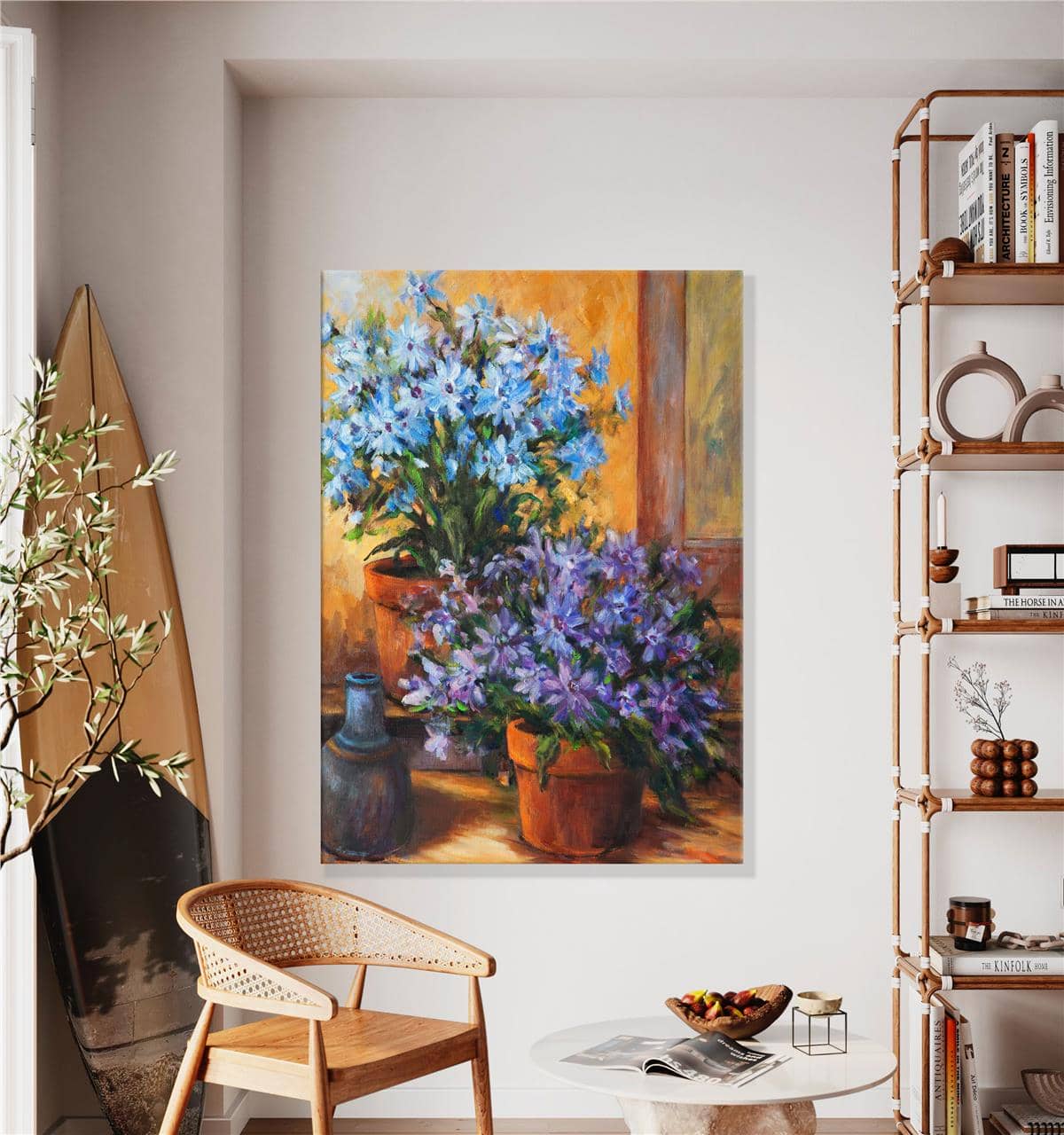 Mavi-Mor Buketler Kanvas Baskı Tablo