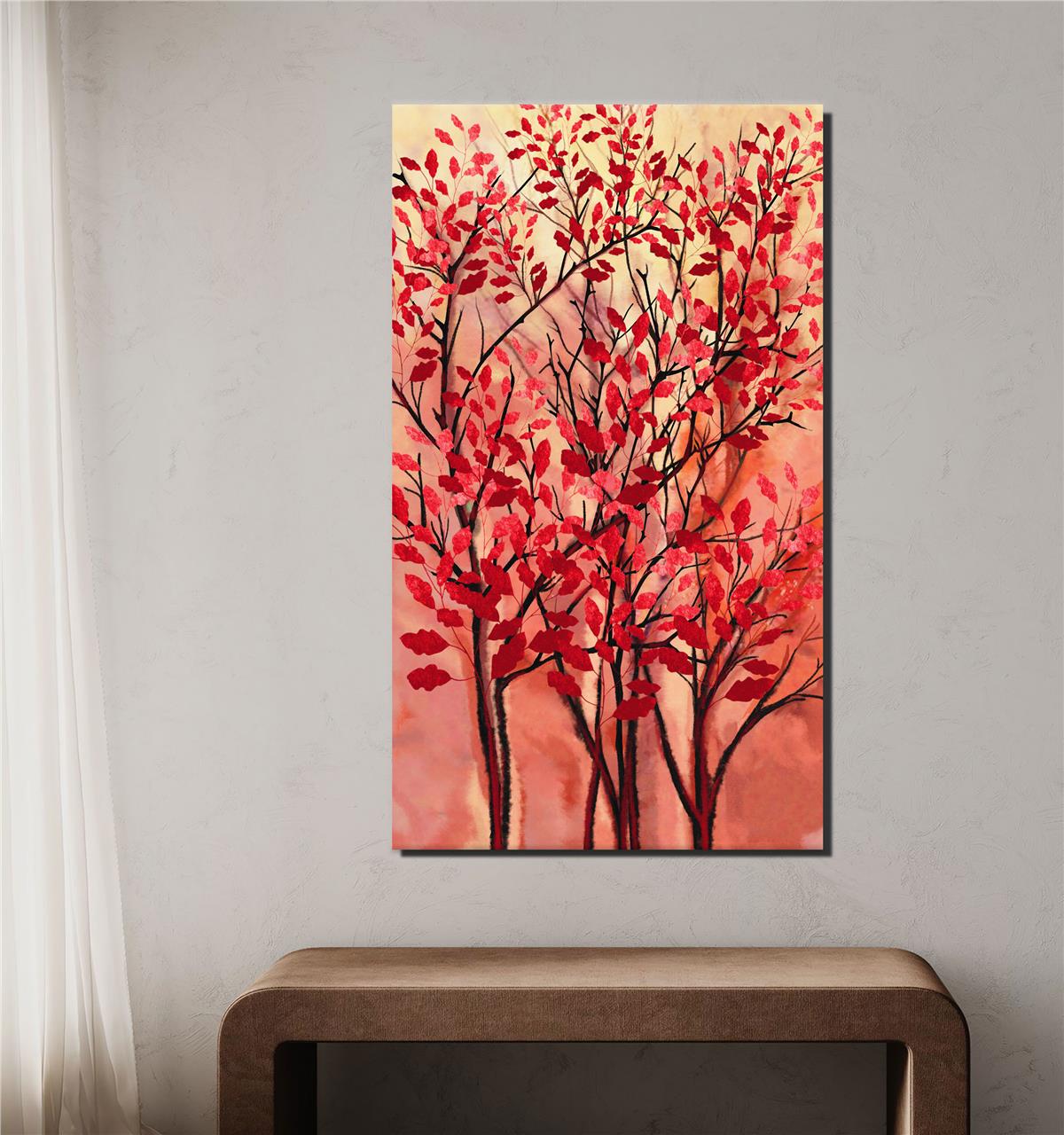 Ağacın Kırmızı Yaprakları Kanvas Baskı Tablo