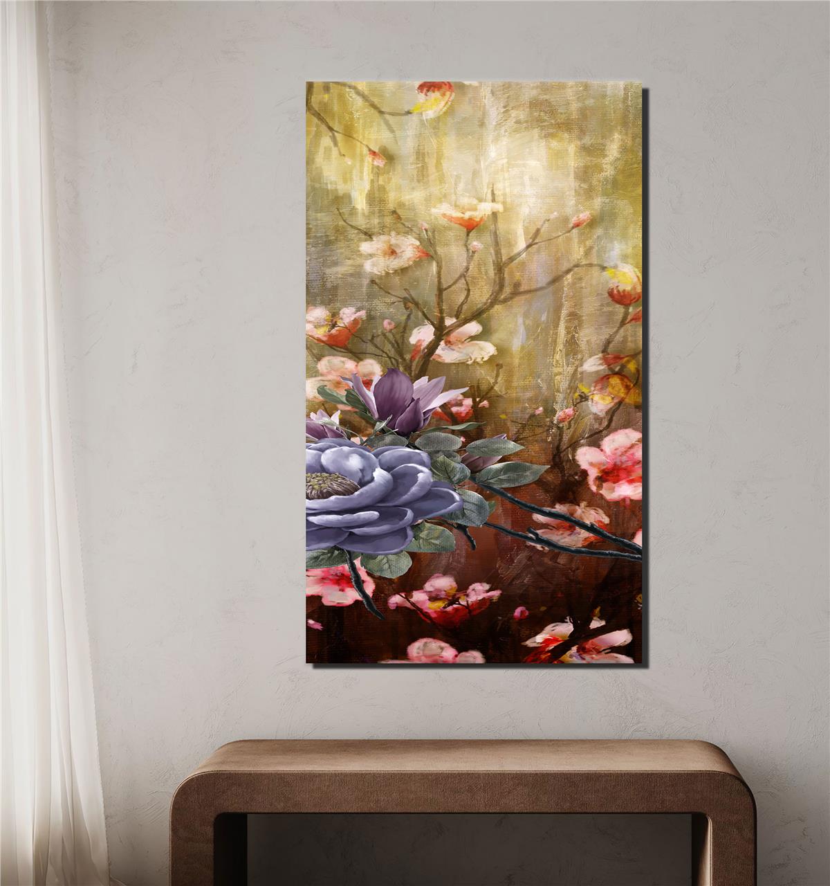 Mavi Tonlu Çiçekler Ve Diğerleri  Kanvas Baskı Tablo