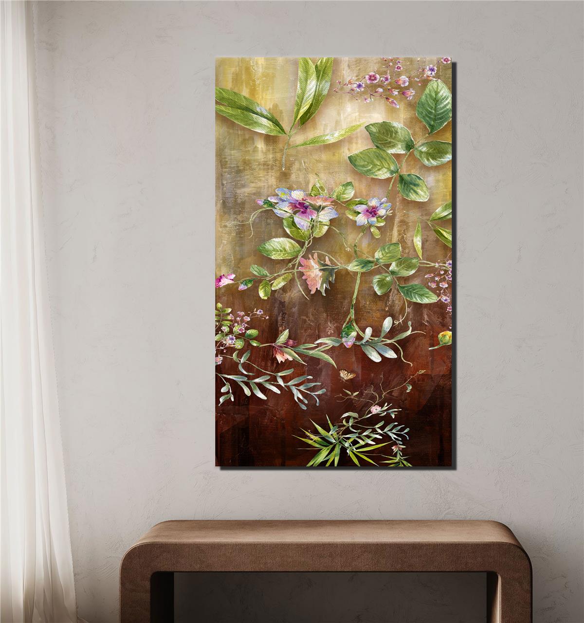 Mor-Pembe Yapraklı Çiçekler Kanvas Baskı Tablo