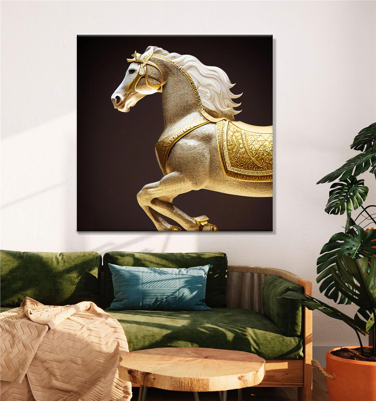 Soylu Beyaz At Kanvas Baskı Tablo