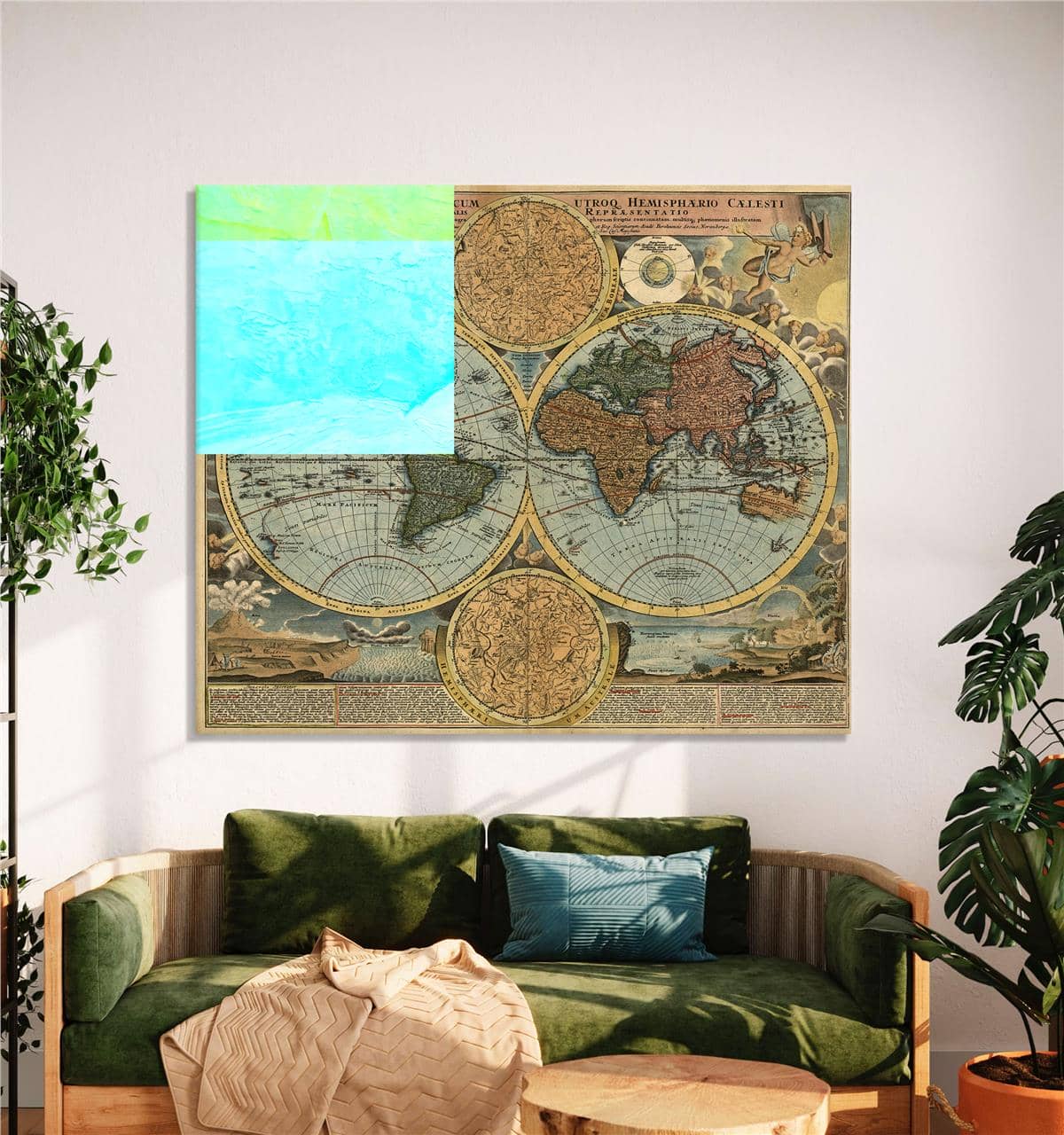 Eski Dünya Haritası Kanvas Baskı Tablo