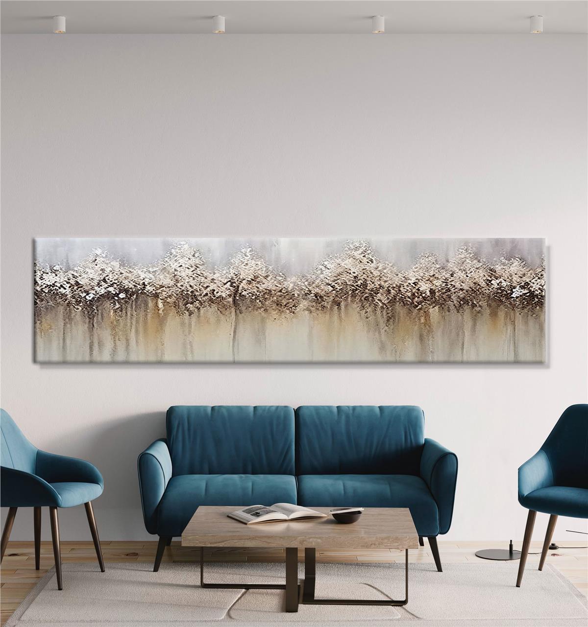 Altın-Gri Soyut Kanvas Baskı Tablo